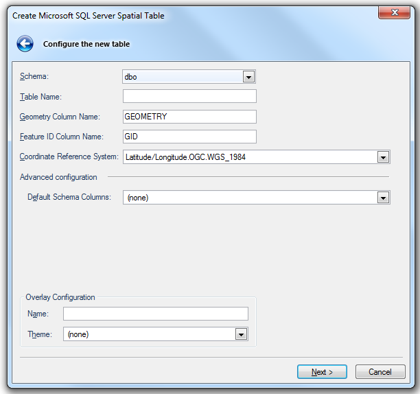 Microsoft SQL Server Spatial Dataset