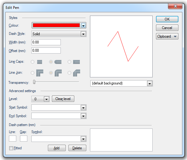Edit Pen Color 'Edit Pen' dialog Parameters
